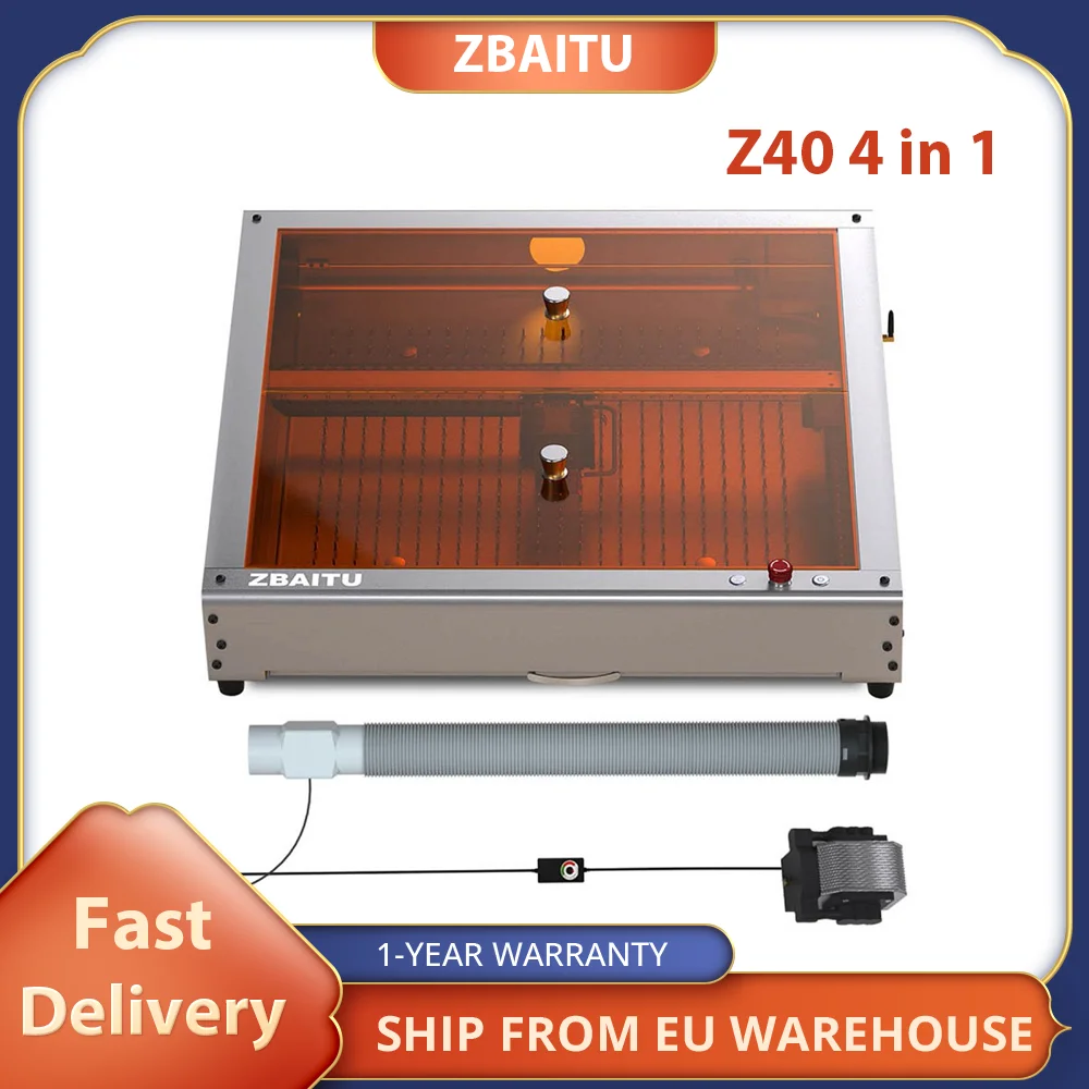 ZBAITU Z40 4 in 1 Laser Engraver Cutter, 20W Laser Power, Air Assist, 30000mm/min Max Engraving Speed,Safety Protection