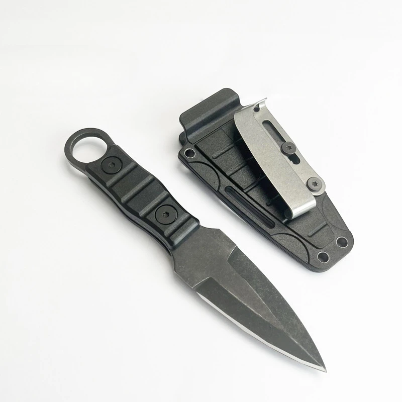 Outdoor Portable Straight Knife Stainless Steel Blade with Knife Cover Travel Camping Tool