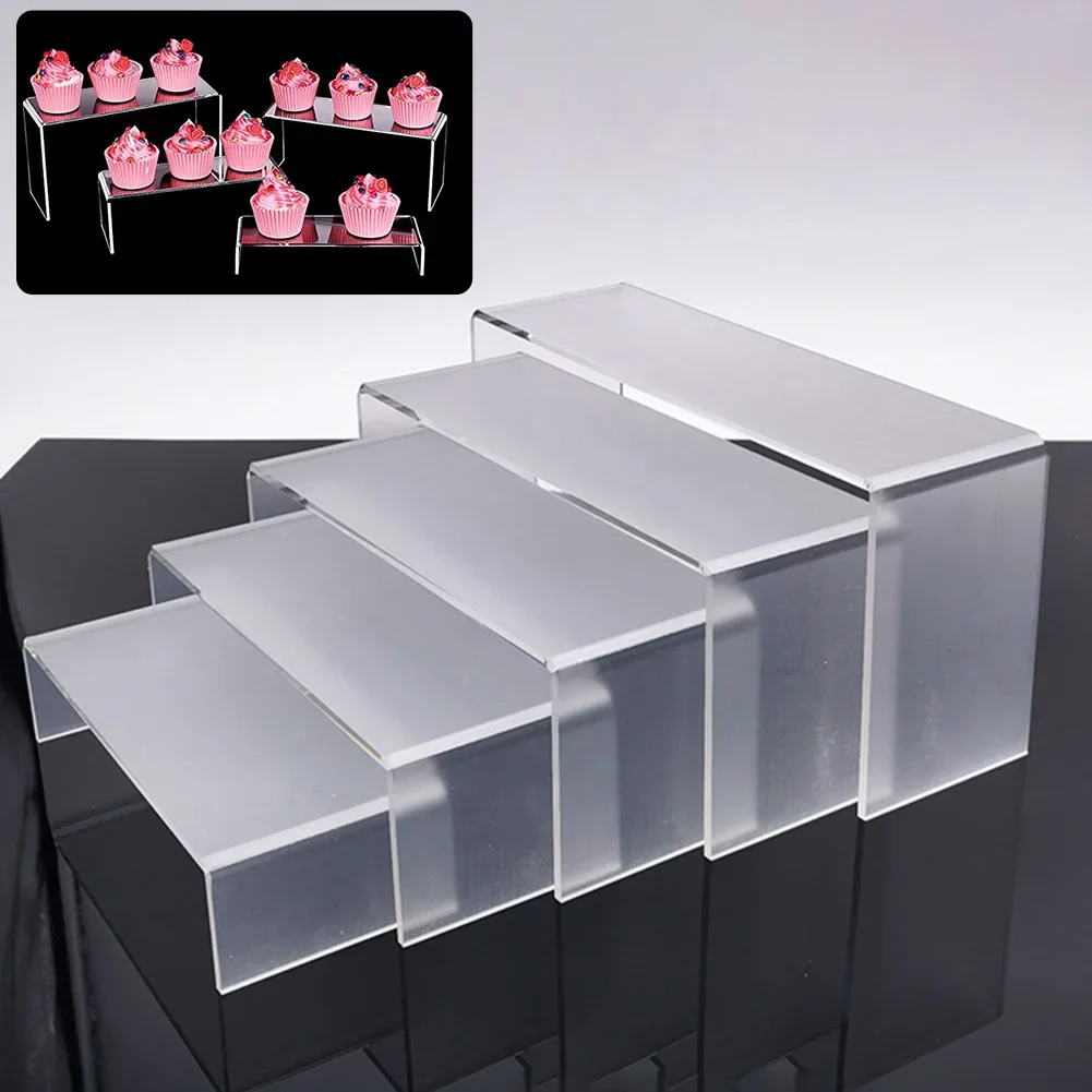 5pcs Acrylic Clear Display Stand Cologne Organizer Acrylic Shelves For Figures Toys Cupcake Food Dessert Perfume Display Stand