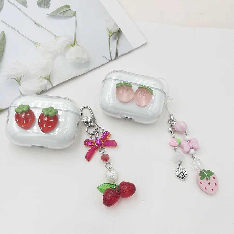 Capa com pingente de fruta de pêssego para Huawei FreeArc Capa de silicone para fone de ouvido para Huawei Free Arc capa