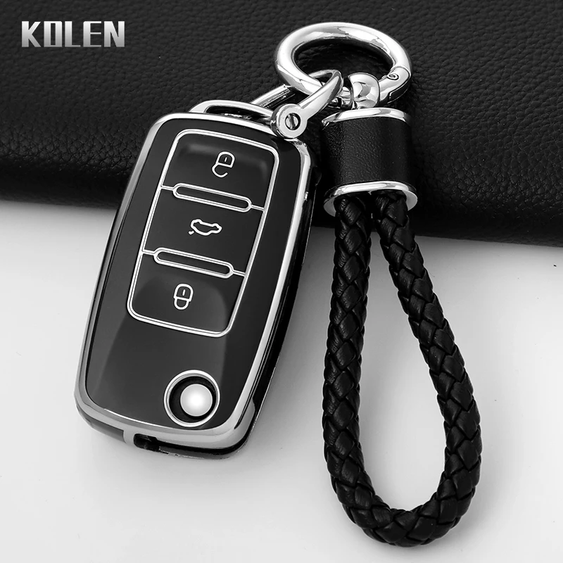 TPU Car Key Case Cover Shell Fob For Volkswagen VW Polo Golf Passat Tiguan Beetle Caddy T5 Up Eos Skoda Octavia Seat Leon Altea