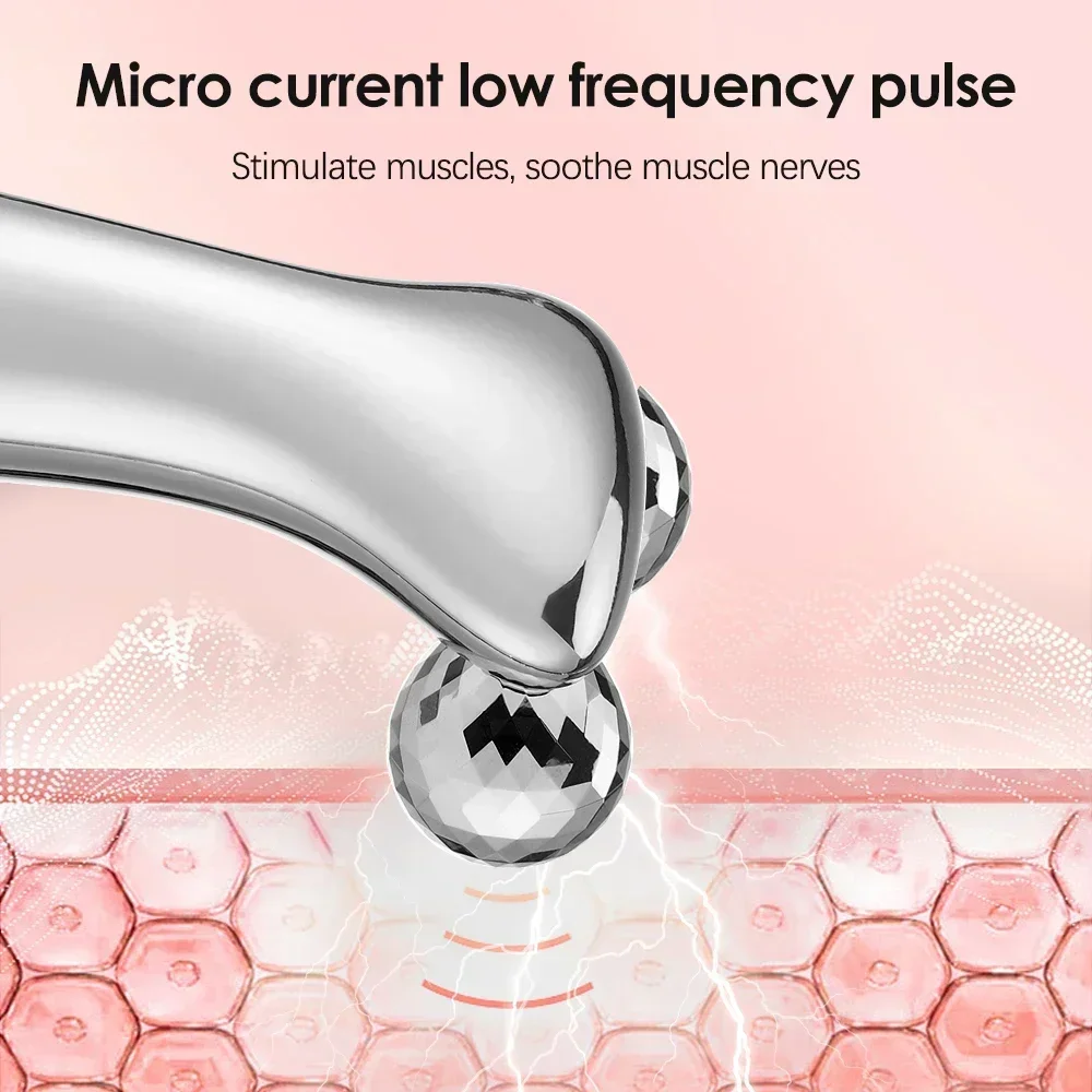 EMS Electric Facial Micro-current Beauty Instrument LED Display Face Lift 4D Roller Massager Skin Tighten Massage Beauty Devices