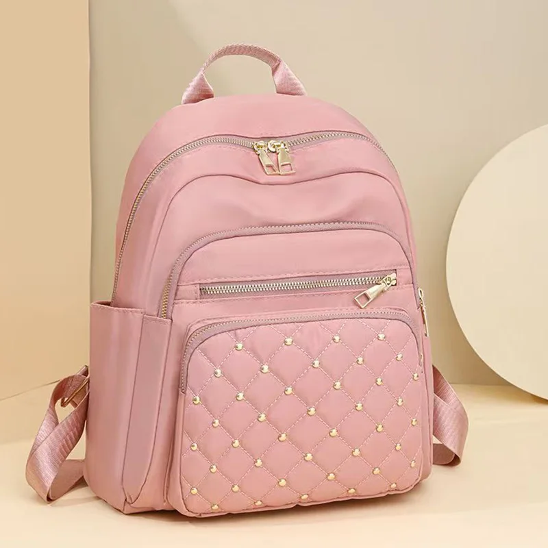 Atmungsaktiver, leichter, gesteppter Tagesrucksack, Rucksack aus Kunstleder mit mehreren Taschen für den täglichen Gebrauch und den Arbeitsweg von Damen
