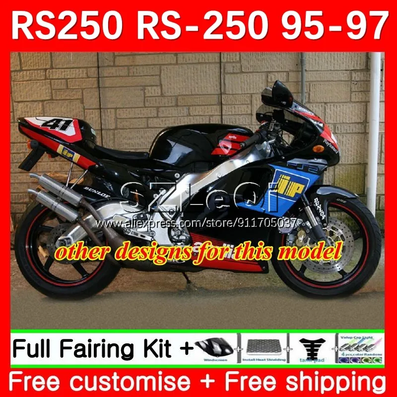 Body For Aprilia RS-250 RSV250 RS250 RS 250 RSV 250 Black red R 17No.6 RS250R 95 96 97 R RR RSV250RR 1995 1996 1997 Fairing