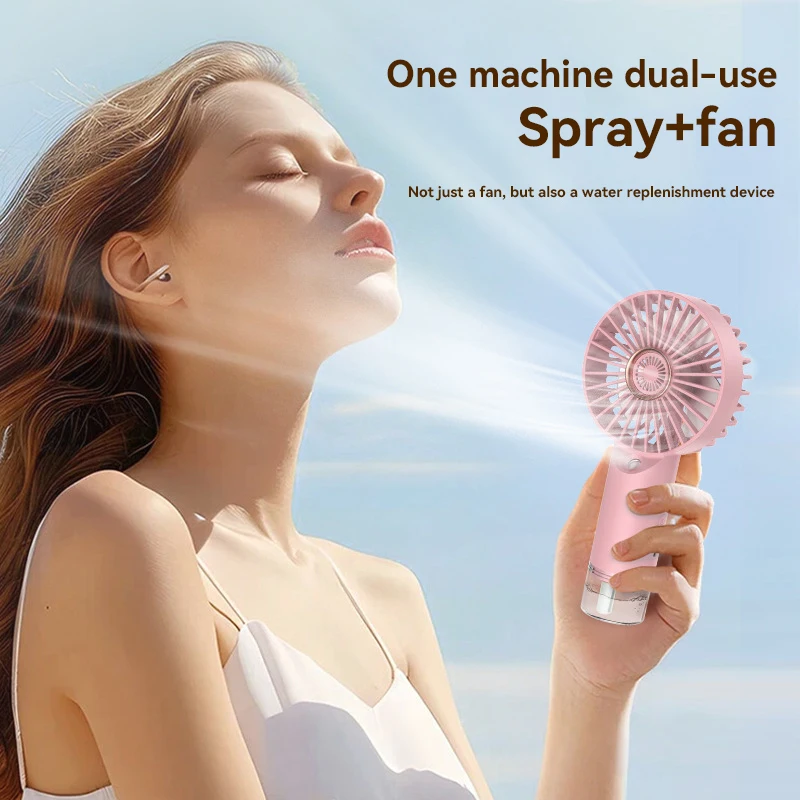 Humidifying Water Replenishing Handheld Spray Fan Fast Charging Convenient Desktop USB Charging Mini Handheld Fan 2025 New