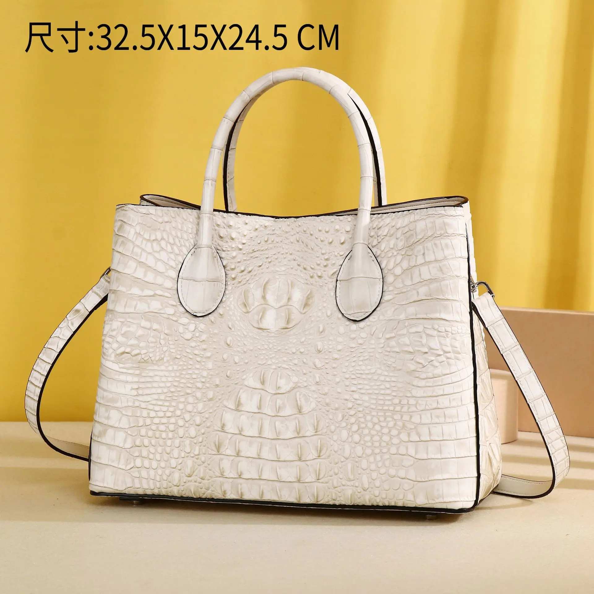 

Crocodile bone pattern luxury handbag 2026 new fashionable large capacity single shoulder crossbody bag real leather bag