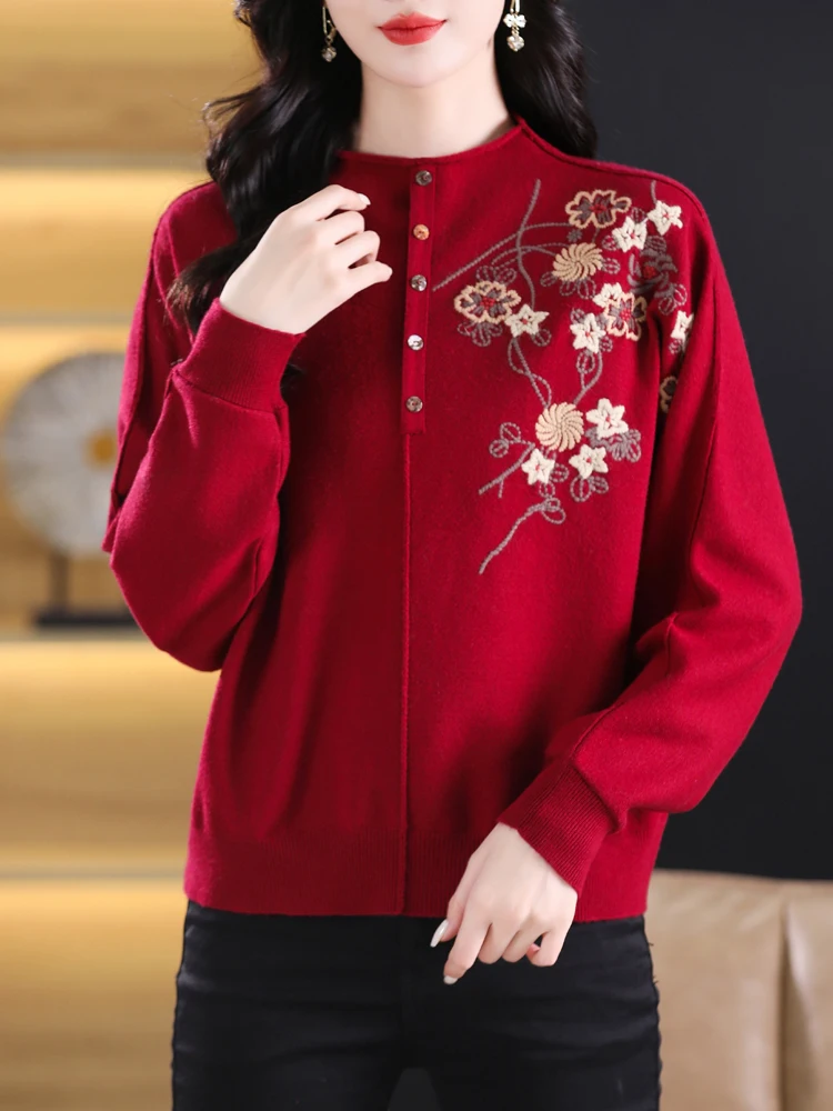 

Embroidery Sweaters Autumn Spring Soft Knitwears Pullover Pulls Femme Korean Fashion Casual Jumper Long Sleeve Women Sweater