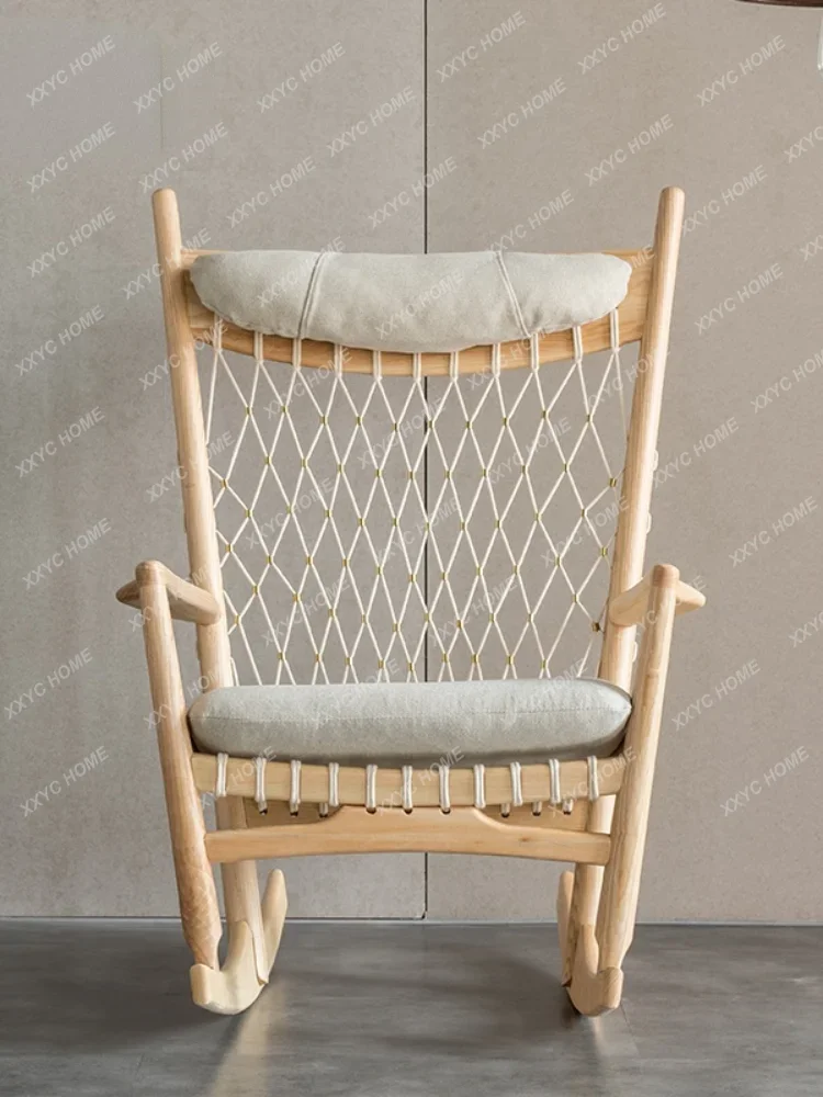 Nordic Wood Recliner Rocking Chair Adult Lounge Sofa Chair Leisure Chair Balcony Home Rocking