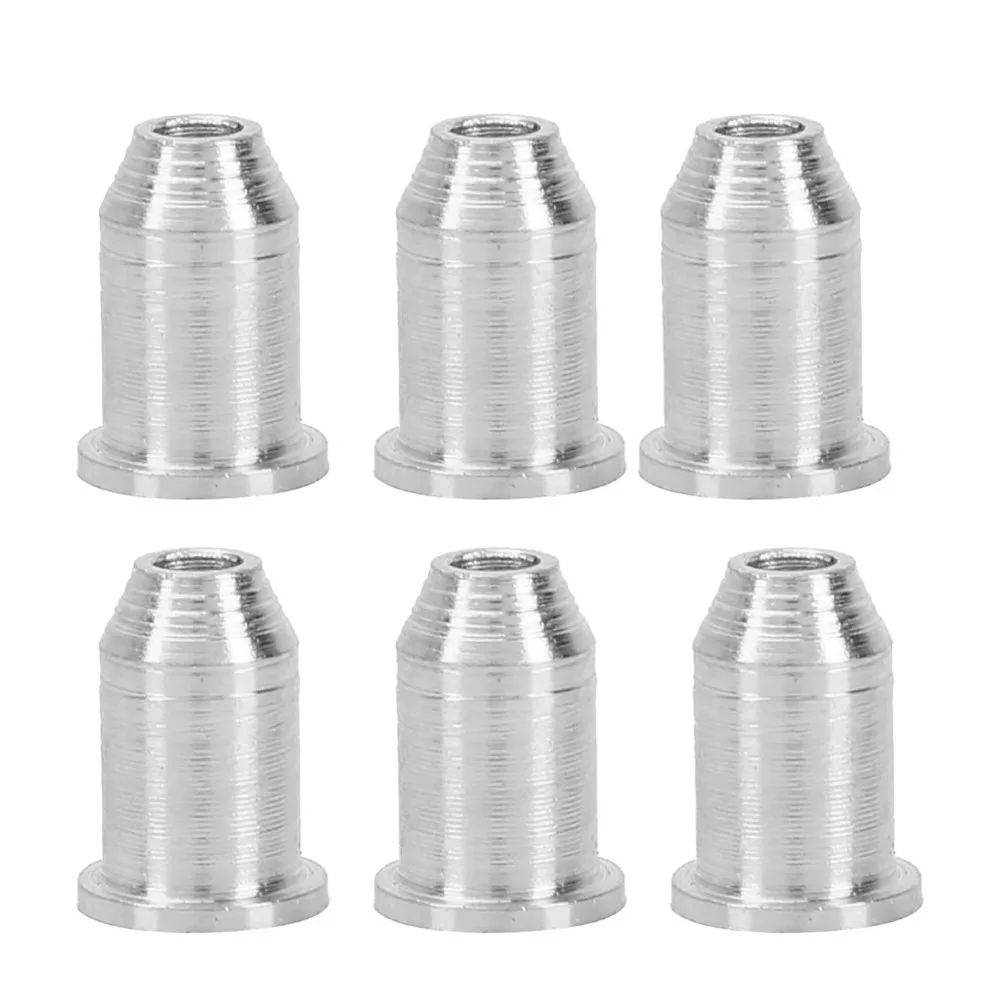 6PCS Metal Material Guitar String Ferrules Silver Color Through Body Design Electric Guitar Ferrules