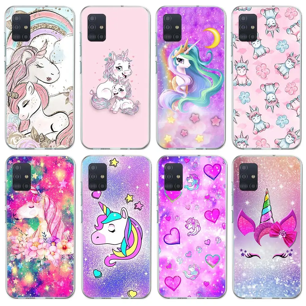 

Cute Baby Unicorn Rainbows Soft Silicone Phone Case For Samsung Galaxy A50S A51 A70 A71 A41 A31 A21S A11 A10S A20E A30S A40 A6