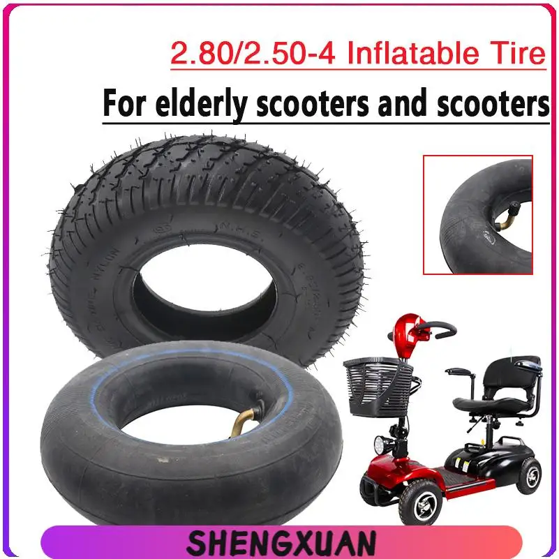 Electric scooter tire 2.80/2.50-4 outer tire, inner and outer tire, 9-inch inflatable tire for elderly commuting vehicles
