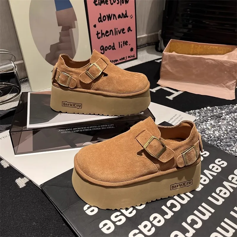 Autumn Women Round Toe Clogs Platform Flats Suede Loafers Trend Brand Designer Casual Sneakers Hot Sale Classic Zapatillas Mujer image 5