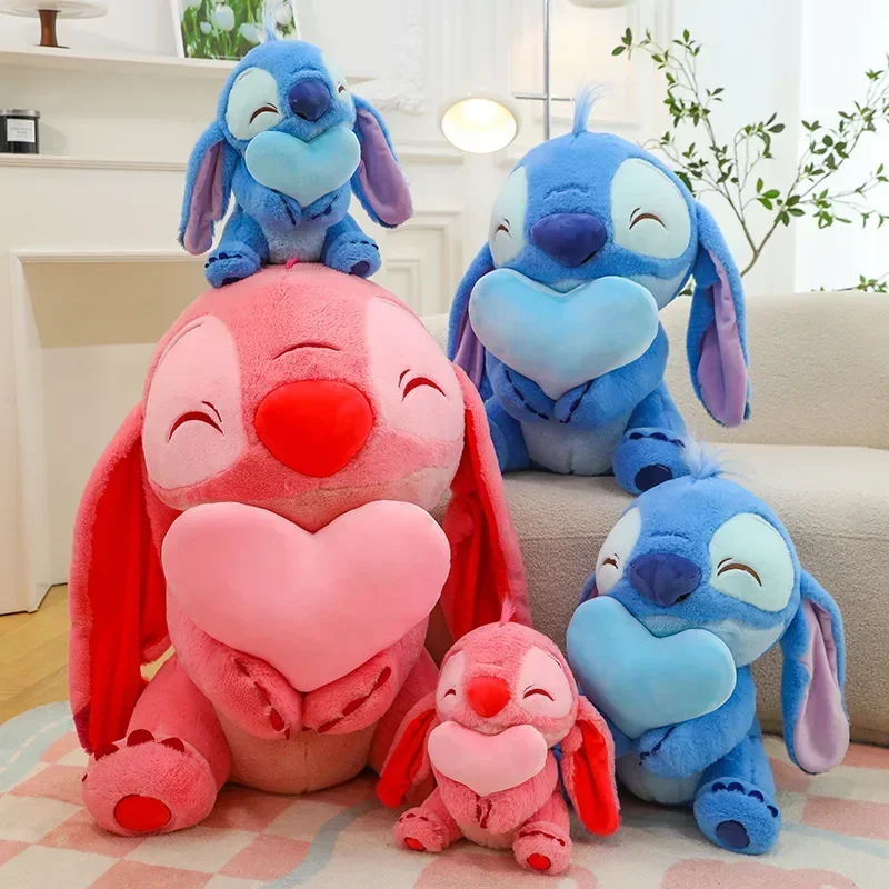 30-60cm Disney Blue Pink Love Stitch Plush Toys Cartoon Lilo Stitch Doll Pillow Stuffed Toys Kids Girl Christmas Birthday Gift