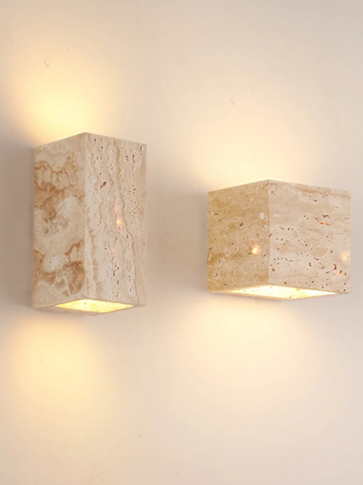 Natural Yellow Cave Stone Indoor Wall Lamp Living TV Background Wall Bedroom Bedside Table Lighting Balcony Corridor Decoration