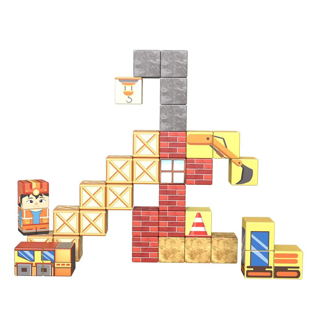 자석 상자가있는 자기 블록 어린이를위한 여행 자석 빌딩 블록 자기 빌딩 장난감 STEM 교육 자석 장난감