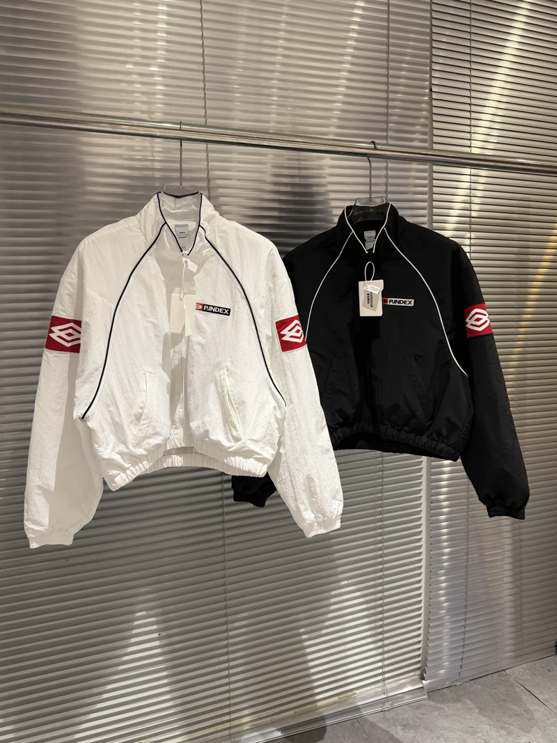 Protocol Zipper Jacket Fashion Hip Hop Pattern Retro Racing Short Jackets for Men Women