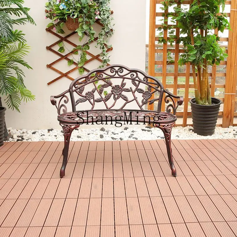 FG حديقة خارجية كرسي من الحديد المطاوع فيلا فناء شرفة خارجية كرسي مزدوج