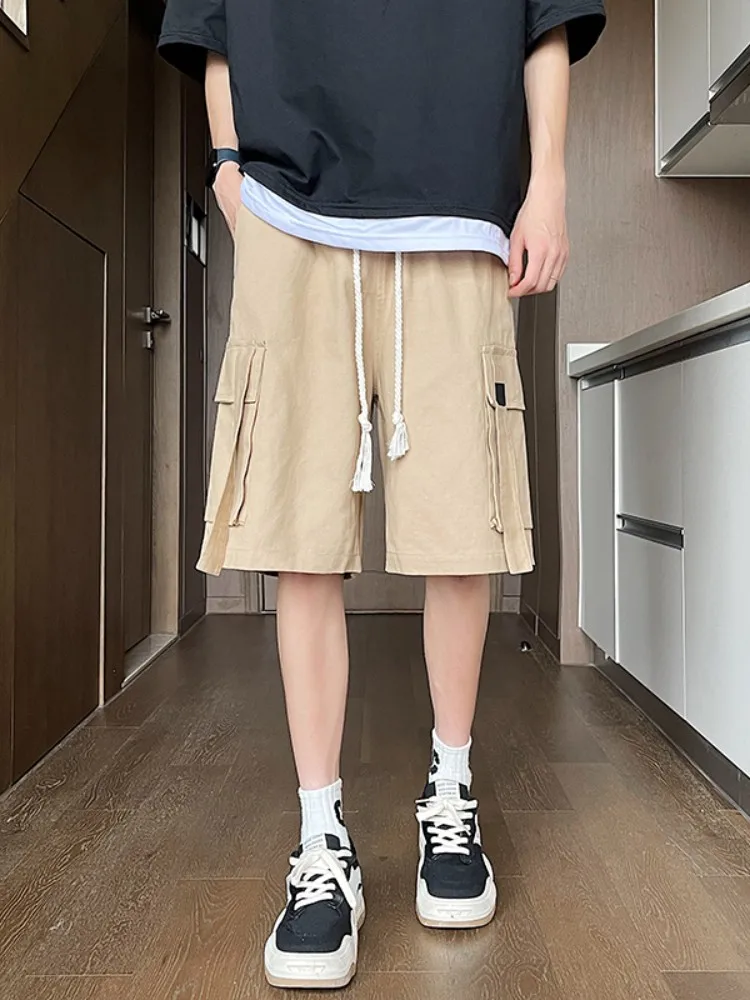 

Khaki Workwear ort Pants Men's American Five-Point Summer Thin Straight Loose Casual Pants 5-Point Mid-Pants Breathable