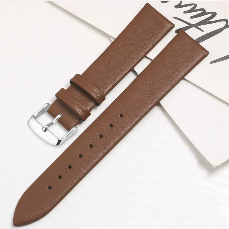 Kalbsleder-Uhrenarmband, 12 mm, 14 mm, 16 mm, 18 mm, 20 mm, 22 mm, Leder-Uhrenarmband mit silberner Dornschließe – Detail 9