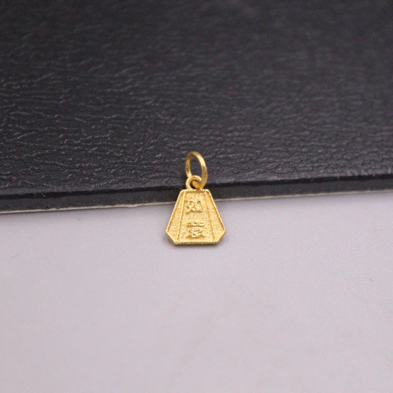 

Real Pure 18K Yellow Gold Men Women Lucky Gift Carved Characters Polygon Small Pendant 0.25g