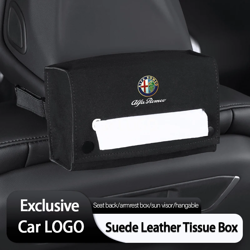 

Car Tissue Storage Box Napkin Paper Bag Interior Accessories For Alfa Romeo 159 Stelvio 147 156 GT Giulietta Giulia 166 4C Mito