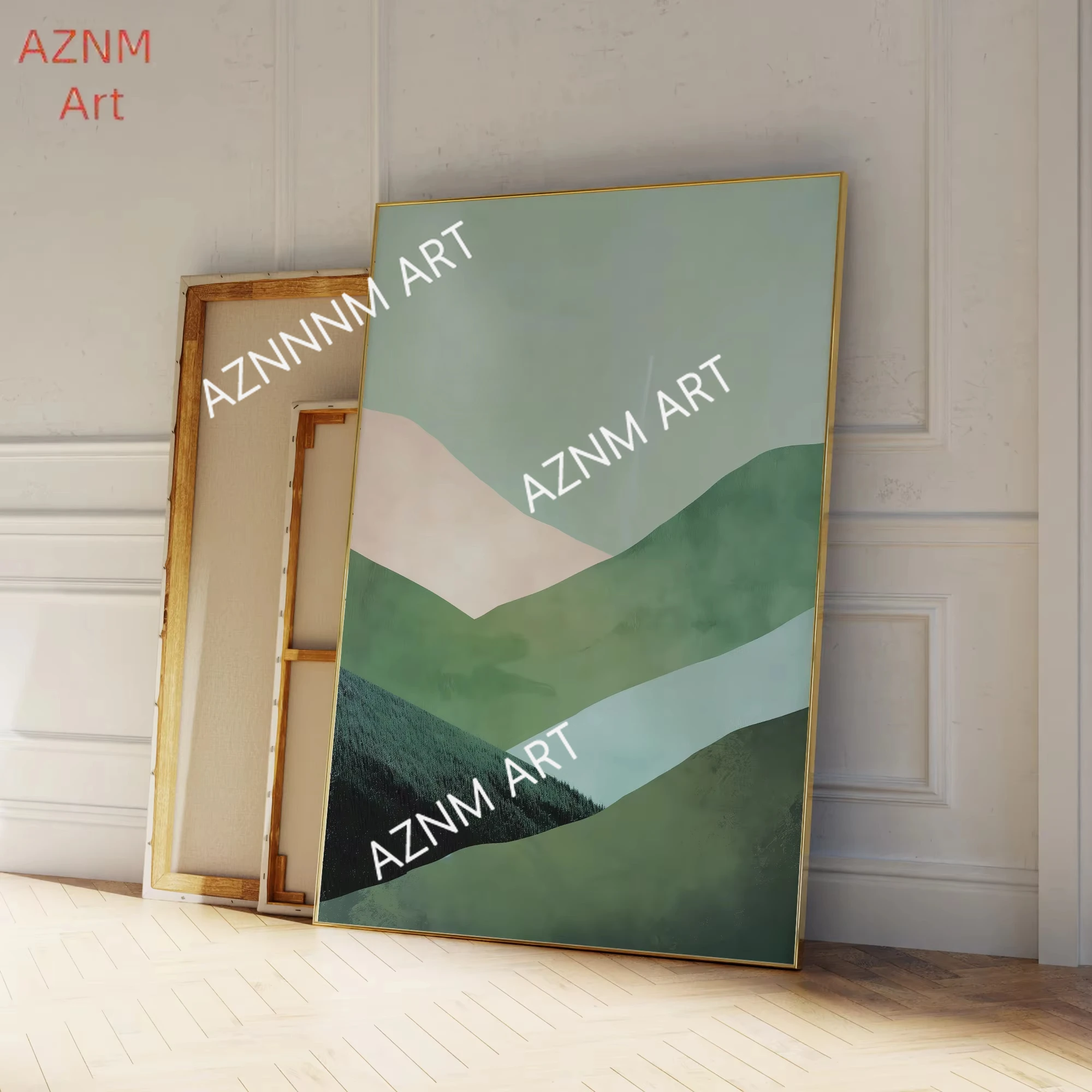 Modern Mint Green Abstract Landscape Minimal Artwork Wall Art Prints Canvas Painting Poster Picture For Living Room Home Decor