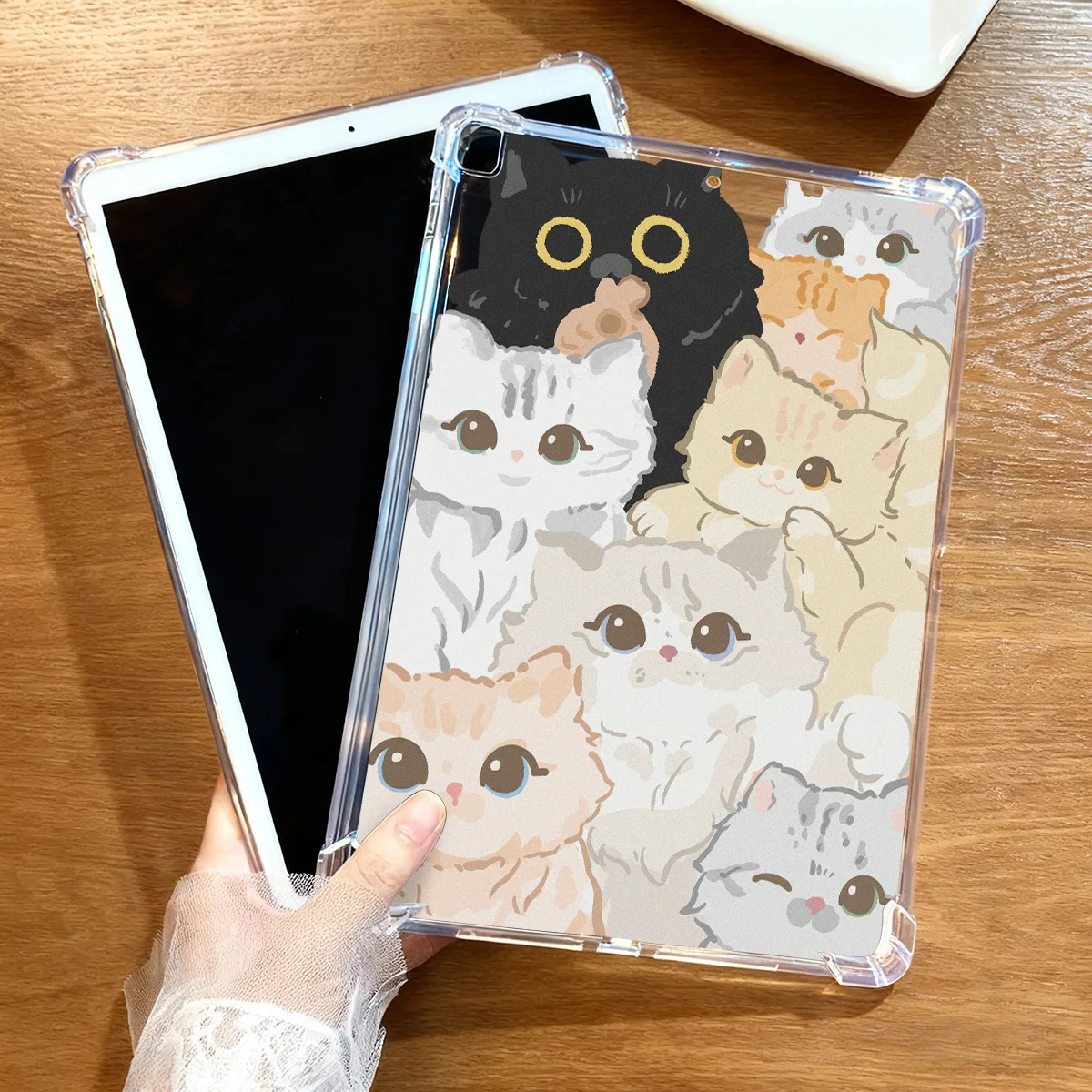 Lovely Multi Cats Transparent Tablet Case for Apple iPad Pro 12.9 2015 Air 13 11 2026 Mini 7 6 5 4 3 2 1 Pro 11 2024 2025 Air1