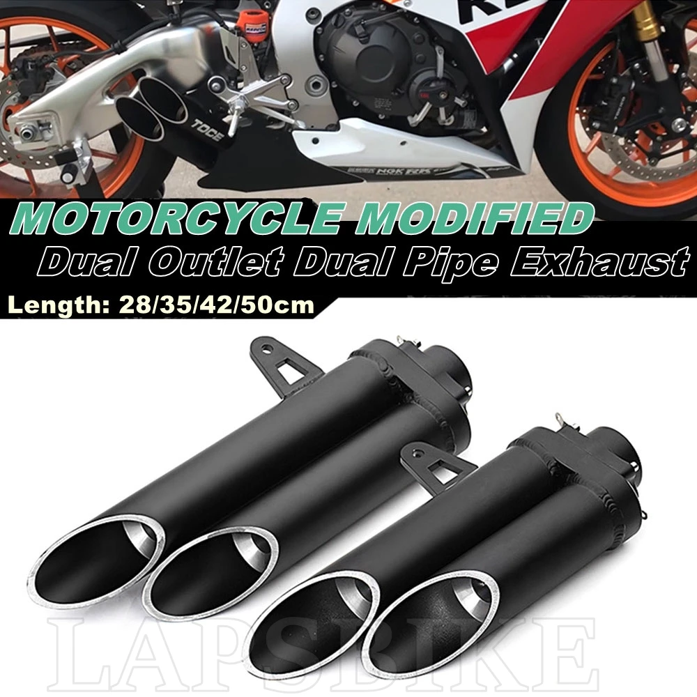 Motorcycle Modified Exhaust Pipe Universal Stainless Dual Outlet Dual Pipe Exhaust Muffler 51mm For MT07 R1 R3 GSXR CBR1000RR
