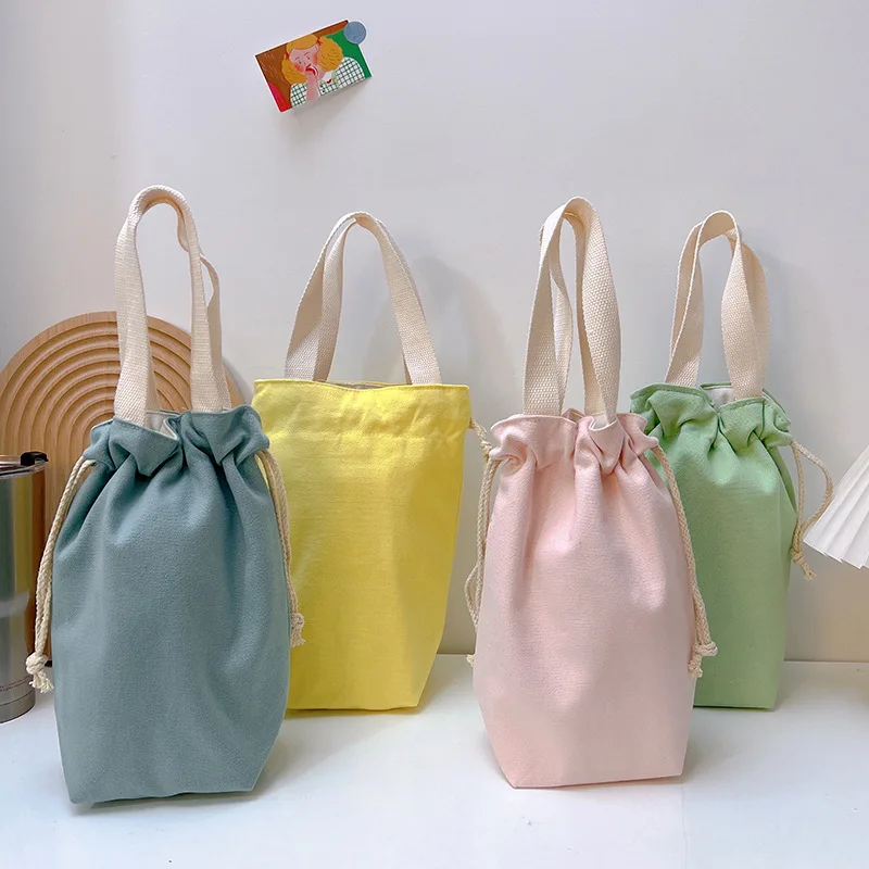 

Холщовая сумка для бутылки с водой, однотонная с ручкой, квадратный держатель для бутылок, большая вместительная сумка для зонта, домашняя сумка