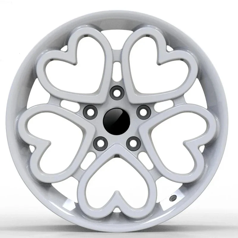Novel‑Designed Heart‑Shaped Forged Aluminum Alloy Wheels 17X8 Inch 5X120 White Car Rims Car Accessories