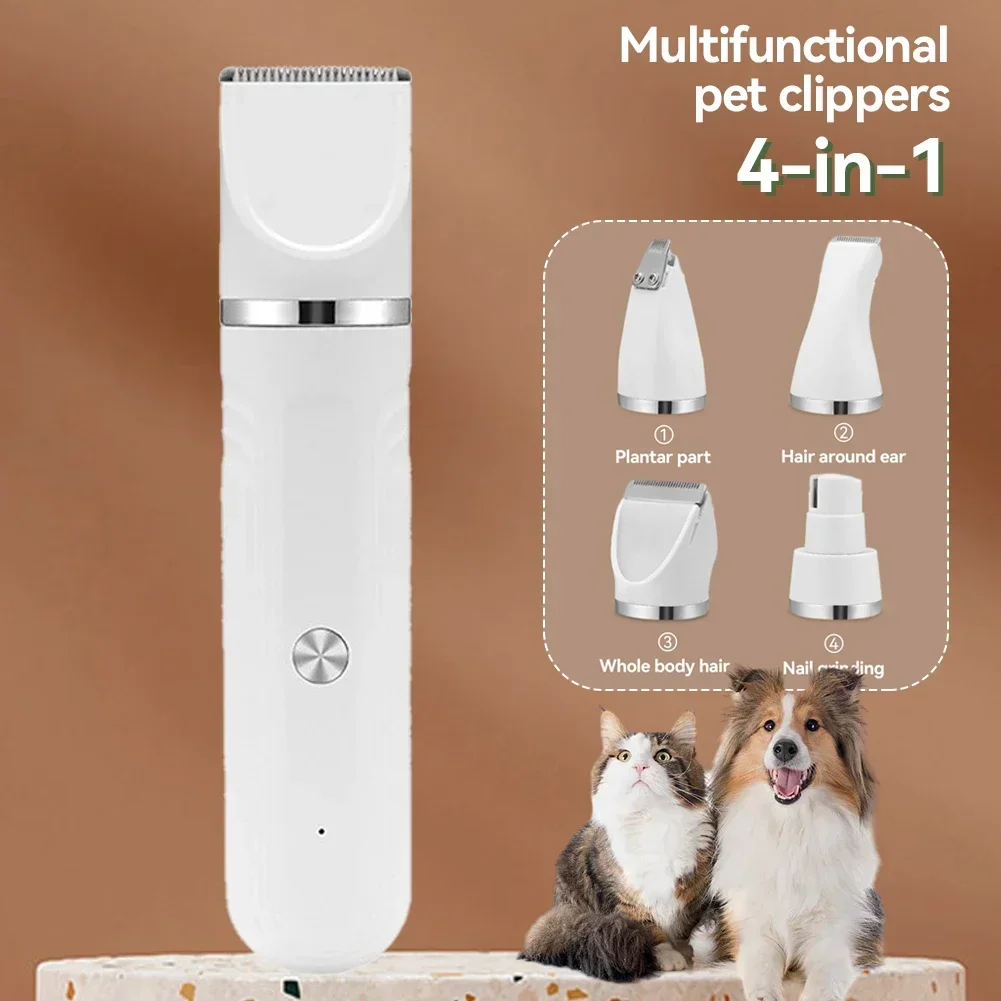 4-in-1 Pet Shaver Electric Dog Clippers Nail Trimmer and Sander Head Cat and Dog Beauty Clipper Pet Hair Cleaning Supplies