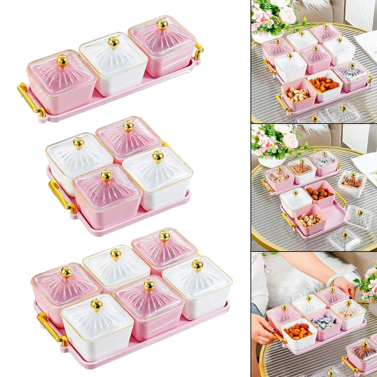 

Dried Fruit Tray Divided Serving Platter Multifunctional Sorting Plate for Wedding Dining Room Nut Dried Fruit