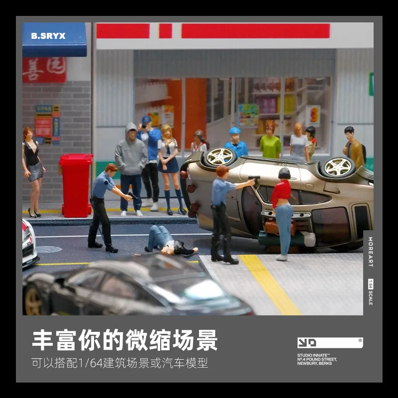 Malowane miniatury figurka 1/64 policja gangstersowie pies policyjny figurki Mini Model lalki kreatywne rekwizyty sceniczne wyświetlacz krajobrazowy