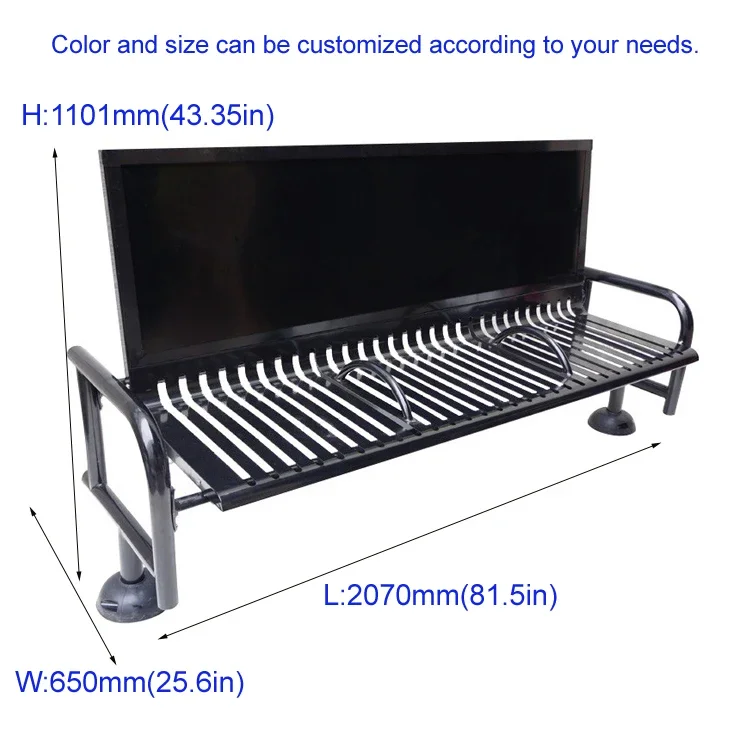 Unique Park Outdoor Metal Steel Advertising Garden Bench Seat for Street