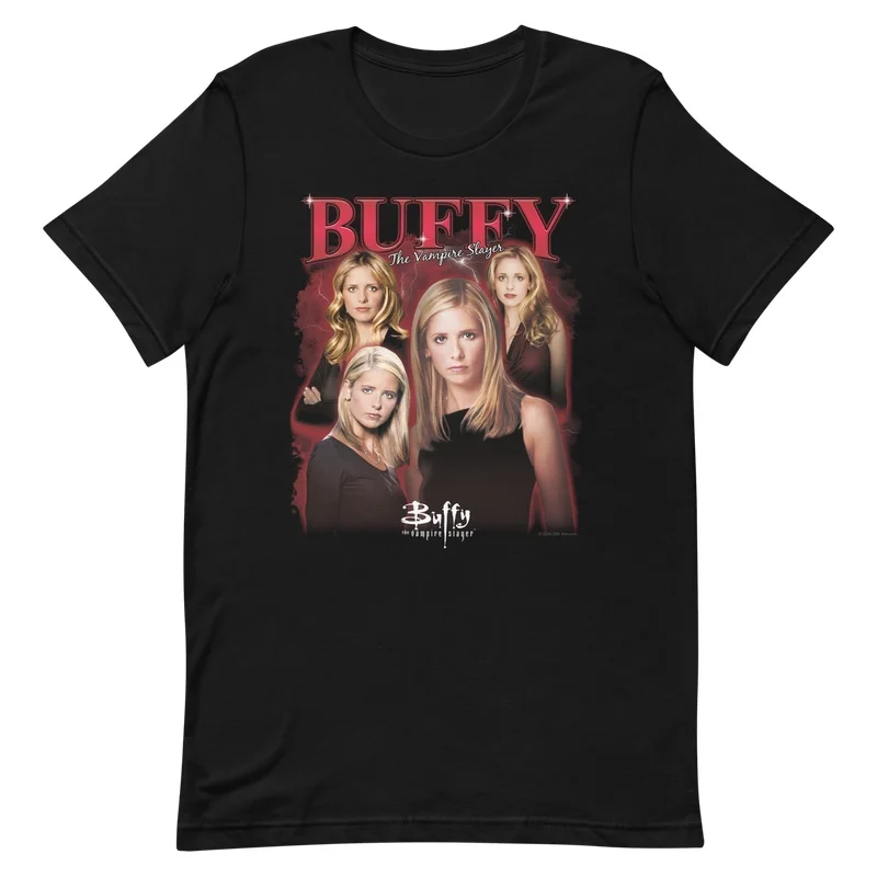 Buffy Inspired T-Shirt, Vintage Vampire Slayer Graphic Tee, Retro Horror TV Series Print Short Sleeve Casual Shirt S-6XL