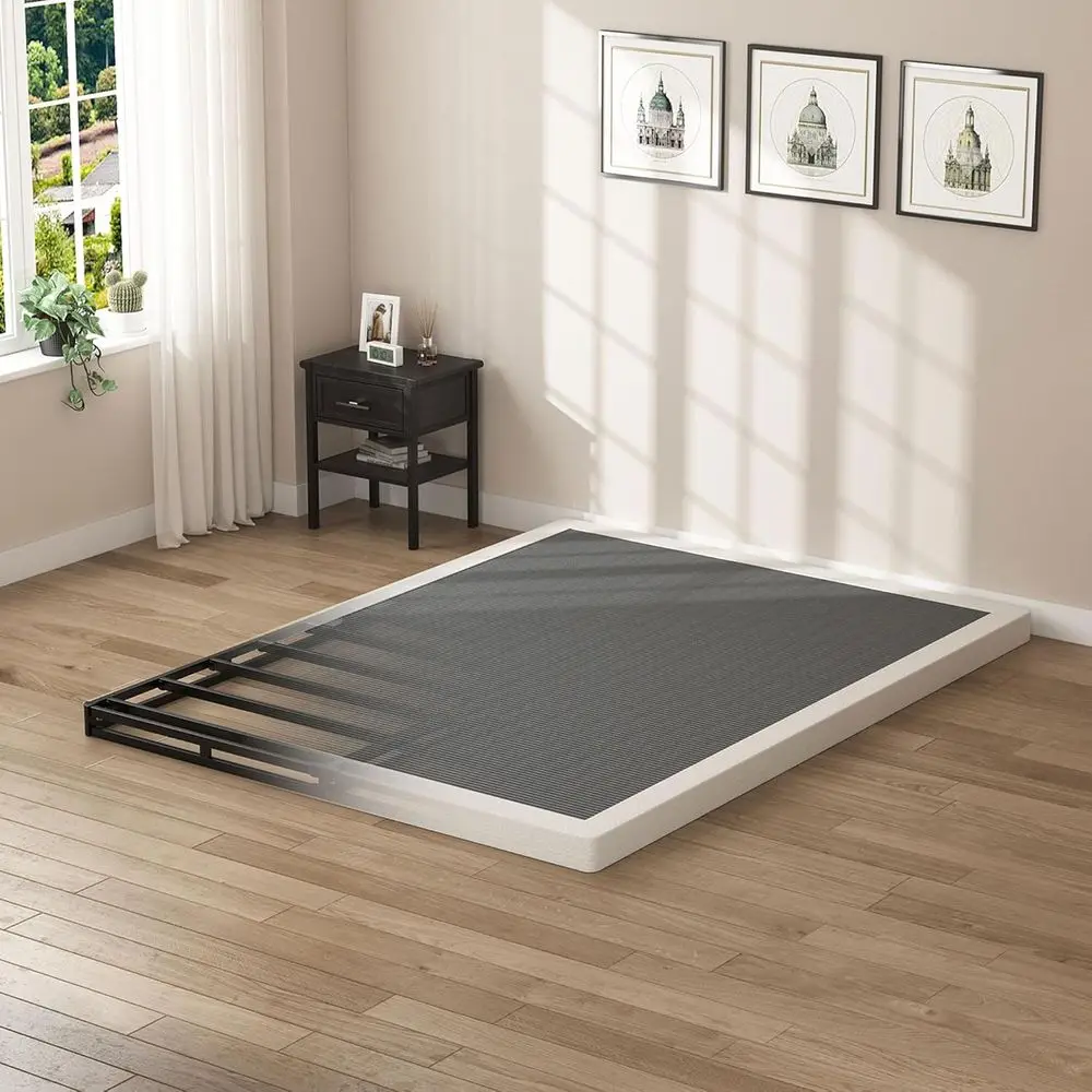 

Металлическое основание для матраса Queen Size, 3 дюйма, низкопрофильное, бесшумное, усиленное, с чехлом из чистой ткани, простое в сборке