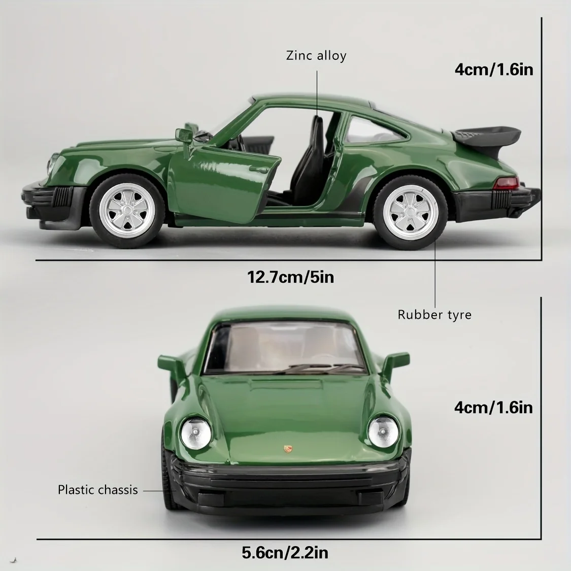 RMZ City 1/36 Ratio Turbocharged 1978 Model Zinc Alloy Pull Back Porsche 911 Toy Car, Car Gift (Green Halloween Gift)