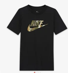 Nike Letter Logo Camo Pullover Short Sleeve T-Shirt Classic Trend Versatile Fashion Kids Black