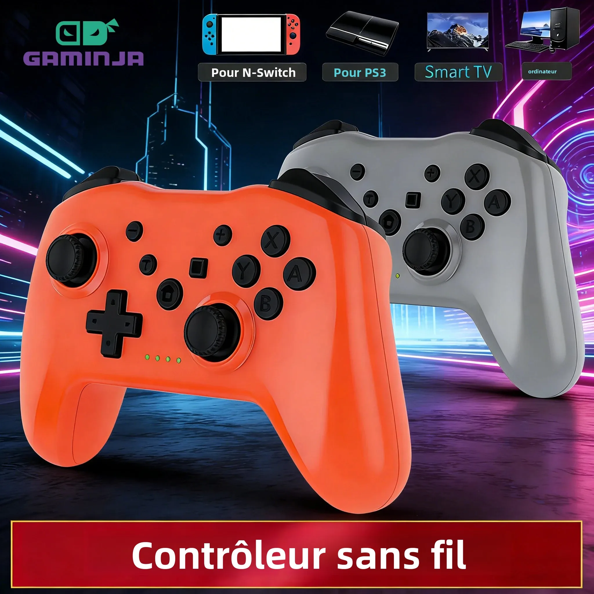 GAMINJA – nouvelle manette de jeu sans fil, sans latence, Bluetooth, Joystick pour PC, Console de jeu Nintendo Switch, PS3, TV Box, PC