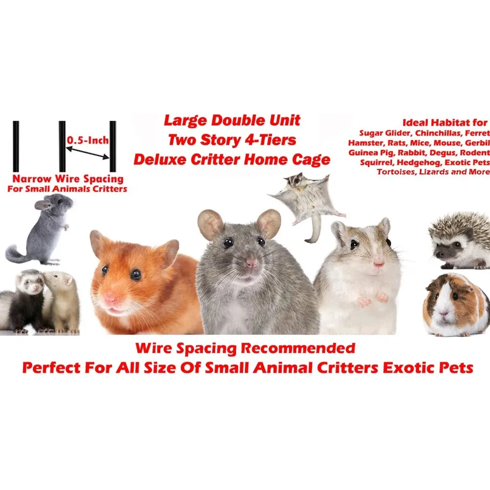 كبير اثنين من قصة كاملة فاخرة وحدة مزدوجة 4-طبقات ضيق 1/2 بوصة بار تباعد دائم الأبواب الأمامية زجاجة ماء وعاء طعام