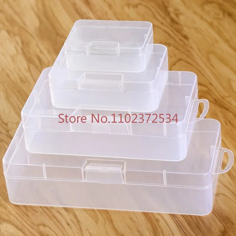 20PCS  Buckle rectangular plastic empty box with lid, transparent small storage box, makeup removal, cotton headgear storage box