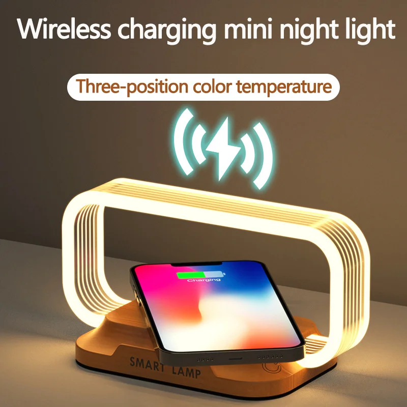 Quick Charge Wireless Charger with LED Night Lamp & Short-Circuit Protection for iPhone/Smartphone Fast Charging Station