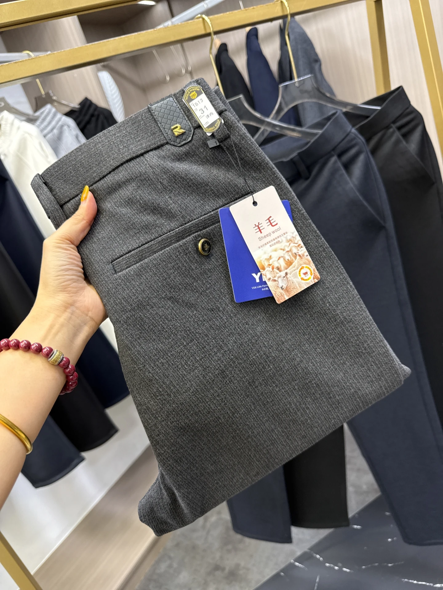 

Мужские теплые повседневные брюки с прямыми штанинами из шерстяного волокна YKK на молнии, осенне-зимние брюки для отдыха