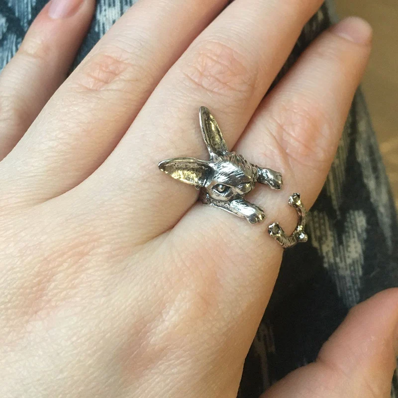 Vintage süße Fuchs-Form-Ringe für Frauen, schöner Fuchs mit langem Schwanz, verstellbarer Knöchel-Fingerring, Party-Charm, Schmuck, Geschenke – Detail 4