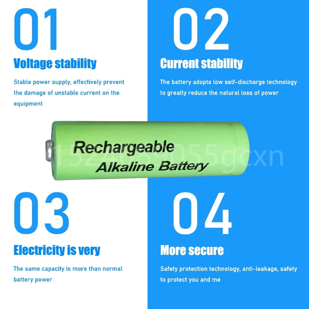 1-2 قطعة العلامة التجارية الجديدة AA بطارية قابلة للشحن 3000mah 1.5V بطارية قلوية جديدة قابلة للشحن للضوء Led لعبة Mp3