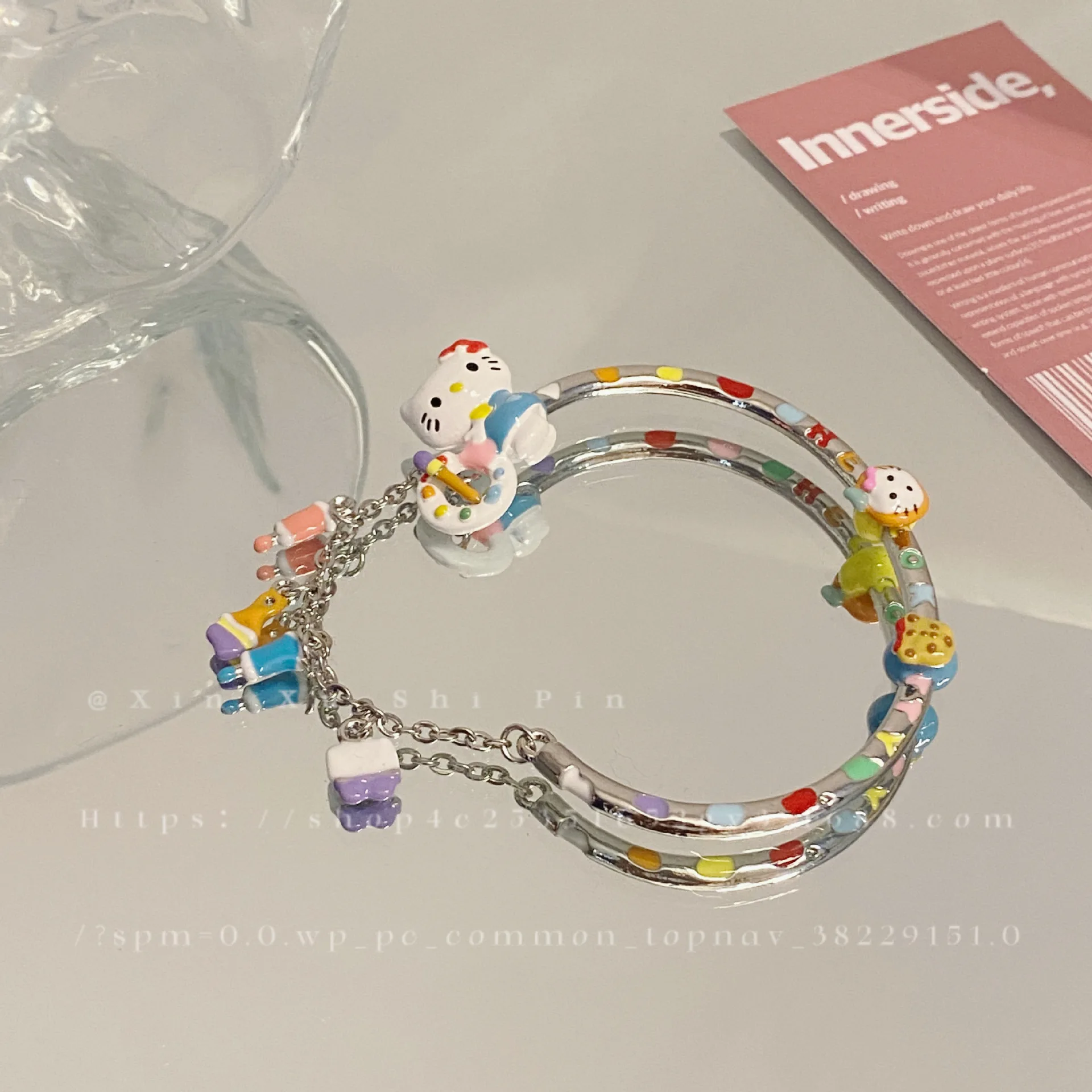 

Sanrio Hello Kitty Cute Cartoon Y2K Kt Colored Bracelet Kawaii Girl Heart Accessories Adorkable Periphery Lovely Holiday Gifts