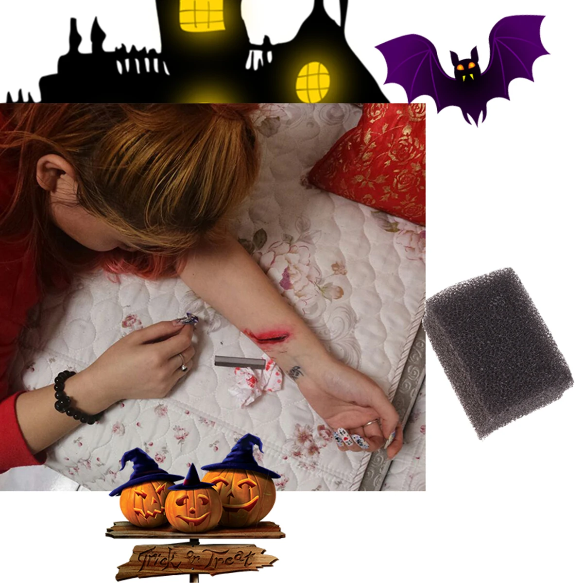 

Makeup Sponge Injury Tools Halloween Party Props Special Effects Body Scar Paint