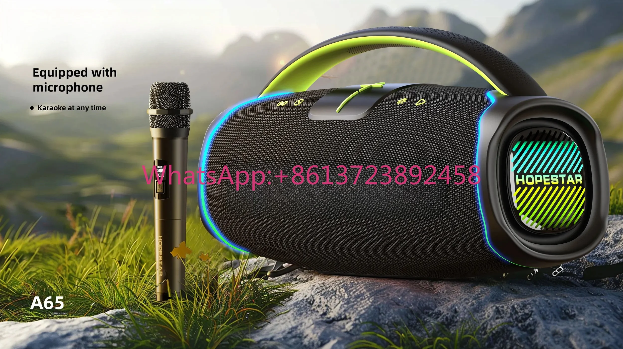 HOPESTAR A65 300W Portable Outdoor Waterproof Blue Tooth Speaker Handheld Audio Big Bass Stereo Speaker with Wireless Microphone