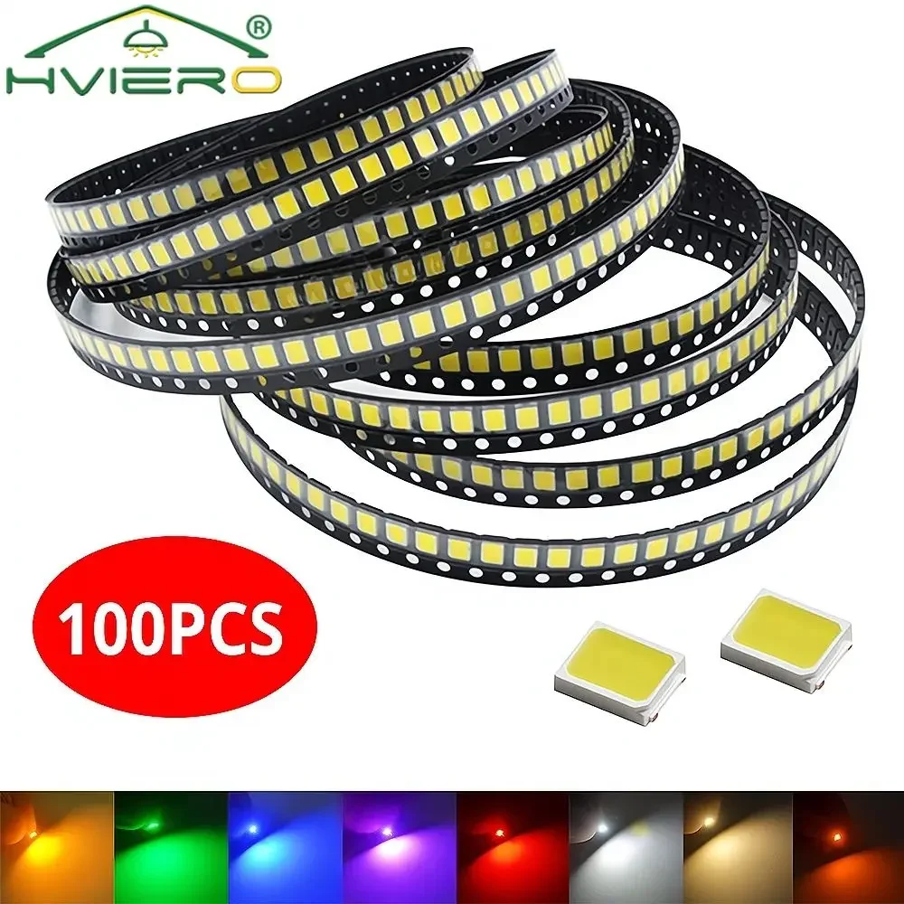 100 Chiếc SMART TECH LED SMD 2835 Đèn Đính Hạt 20-25lm Trắng Đỏ Xanh Dương Xanh Lá Vàng Hạt LED Chip LED DC 1.8-3.6V LED Điốt Phát Sáng