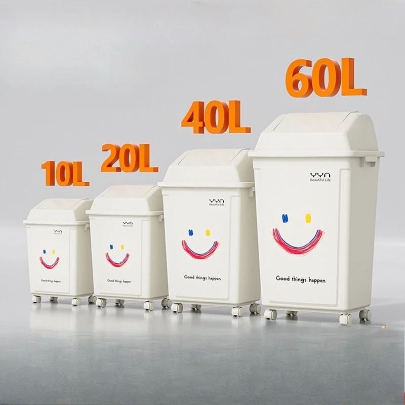 

Wheeled Trash Can 30L 50L Large Capacity Kitchen Home Office Commercial Rolling Mobile No Lid Hands Free Easy Use Lixeira Pia